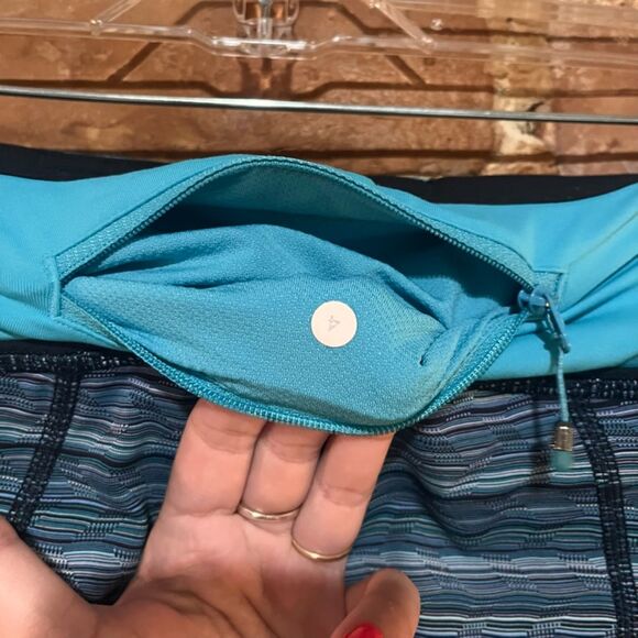 Lululemon Pace Rival Crop Space Dye Twist Naval Blue Peacock Blue Size 4 - Picture 7 of 7